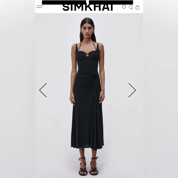 New Jonathan Simkhai Naomi Black Midi Dress - Picture 9 of 13